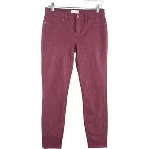 EUC Lila Ryan Tuscany Anthro Red Burgundy Skinny Crop Jeans Women's 26